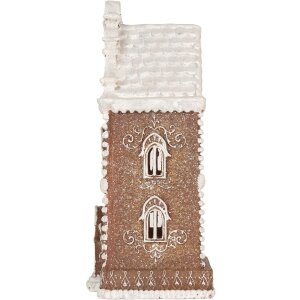 Clayre & Eef Декоративный домик с LED 17x15x35 см коричнево-белый