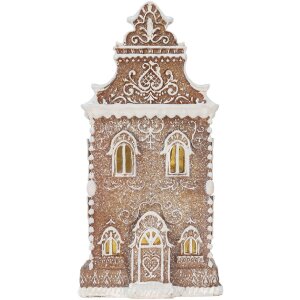 Clayre & Eef Декоративный домик с LED 17x15x35 см коричнево-белый