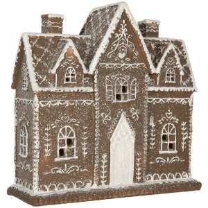Clayre & Eef Декоративный домик с LED 26x10x25 см коричневый, белый