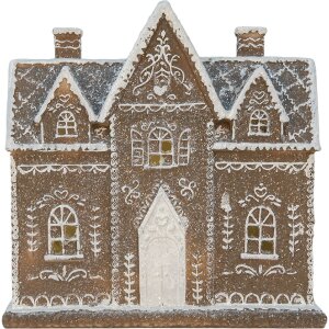Clayre & Eef Декоративный домик с LED 26x10x25 см коричневый, белый