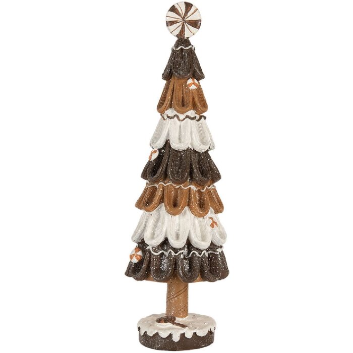 Clayre & Eef 6PR5819 Dekoration Weihnachtsbaum Ø 12x39 cm Braun-Weiß