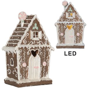 Clayre & Eef 6PR5820 Dekoration Haus mit LED 14x9x21 cm