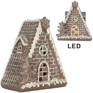 Clayre & Eef 6PR5824 Dekoration Haus mit LED 17x10x18 cm