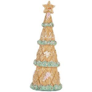 Clayre & Eef 6PR5830 Dekoration Weihnachtsbaum Ø 9x25 cm Braun-Grün