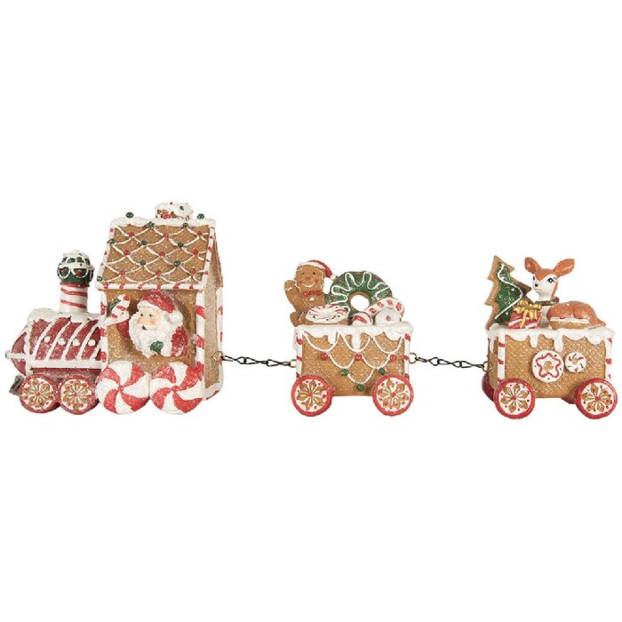 Clayre & Eef 6PR5839 Декоративный поезд 33x10x15 см коричнево-красный