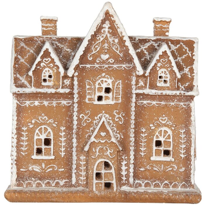 Clayre & Eef 6PR5841 Dekoration Haus mit LED 21x8x20 cm Braun/Weiß