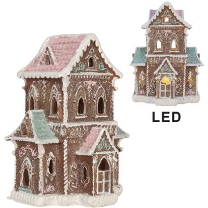 Clayre & Eef 6PR5844 Dekoration Haus mit LED 15x12x20 cm