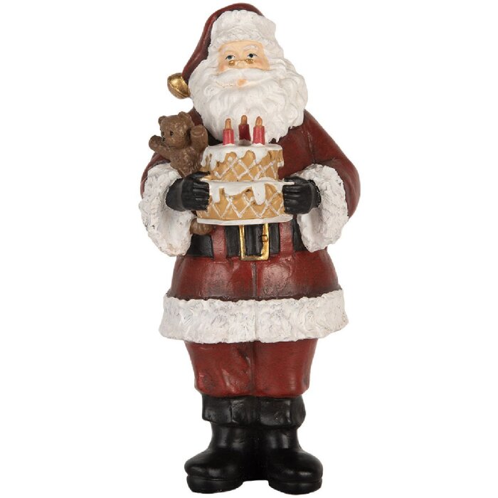 Clayre & Eef Фигурка Санта Клаус с тортом 10x10x21 см