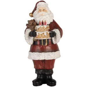 Clayre & Eef Фигурка Санта Клаус с тортом 10x10x21 см