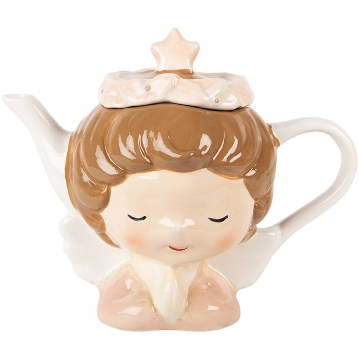 Clayre & Eef Чайник керамический 650 мл бежево-розовый 21x12x16 см