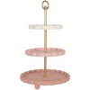 Clayre & Eef 6H2458 Etagere Ø 30x50 cm rosa-weiß