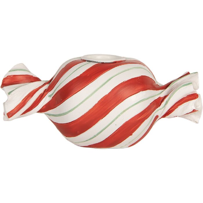 Clayre & Eef Подсвечник 14x7x6 см красный/белый