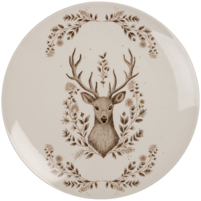 Clayre & Eef Маленькая тарелка 20x2 см бежево-коричневая фарфор