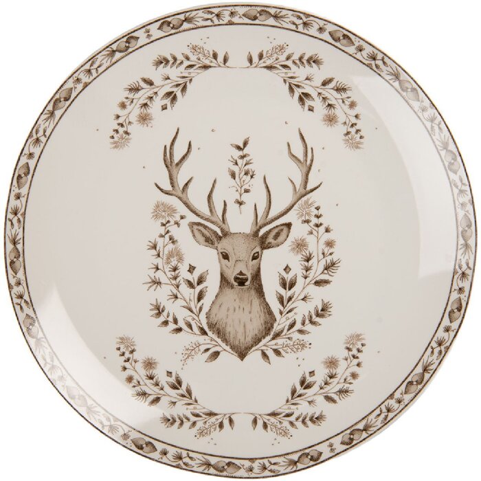 Clayre & Eef Большая тарелка бежево-коричневая 26x2 см