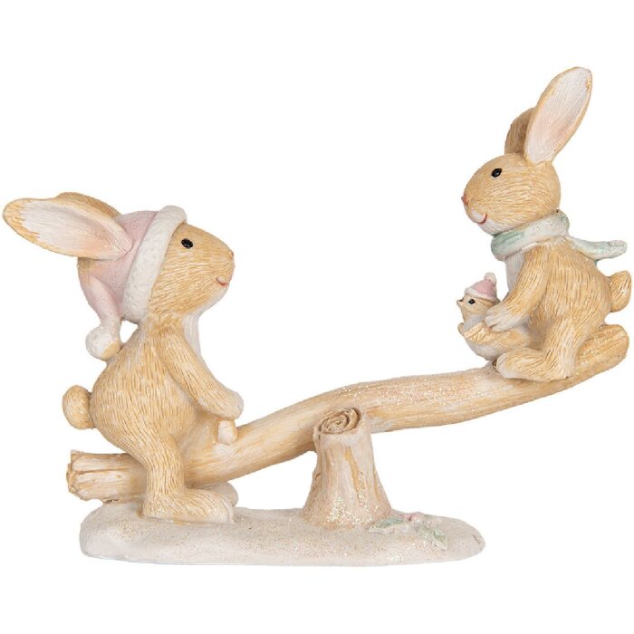Clayre & Eef Декоративный кролик 16x6x11 см коричнево-белый