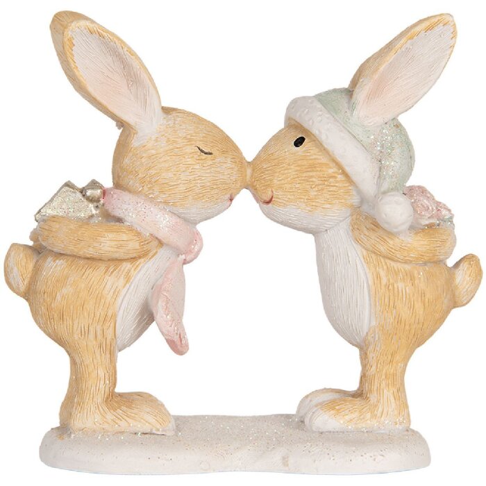 Clayre & Eef 6PR5882 Dekoration Kaninchen 10x5x10 cm Braun und Weiß
