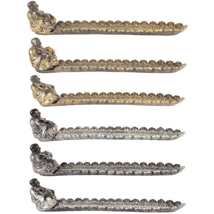 Clayre & Eef Держатель для благовоний Будда серебристо-золотистый 33x8x7 см