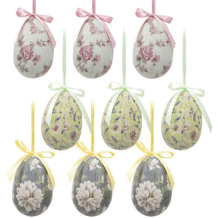 Clayre & Eef Набор подвесных яиц 9 шт. 5x8 см