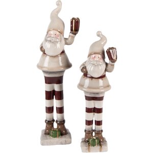 Clayre & Eef Фигурка Санта Клауса 9x8x30 см бежево-красная