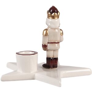 Clayre & Eef Подсвечник "Орехокол" 15x14x12 см бежево-красный