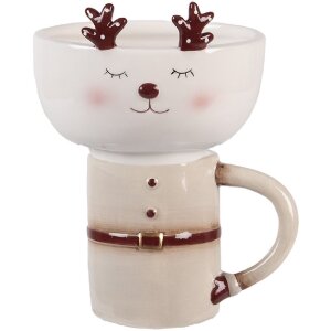 Clayre & Eef 6CE2255 Becher mit Schale Beige...