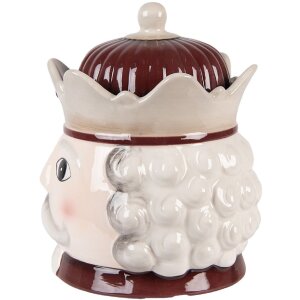 Clayre & Eef Банка для хранения с крышкой 16x19 см бежево-красная