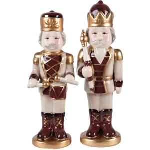 Clayre & Eef Декоративный Щелкунчик 9x7x26 см Бежево-Красный