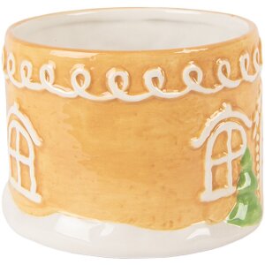 Clayre & Eef 6CETE0213 Teekanne mit Becher Keramik braun weiß