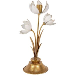 Clayre & Eef Подсвечник 16x11x30 см золотистый/белый