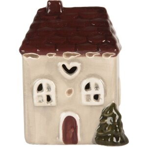 Clayre & Eef Декоративный домик с LED 7x6x10 см бежево-красный