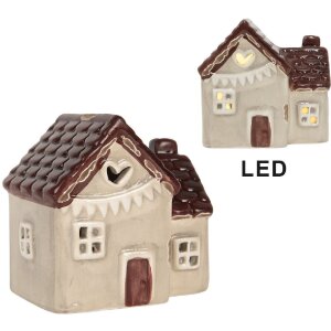 Clayre & Eef 6CE2271 Dekoration Haus mit LED 8x6x8 cm...