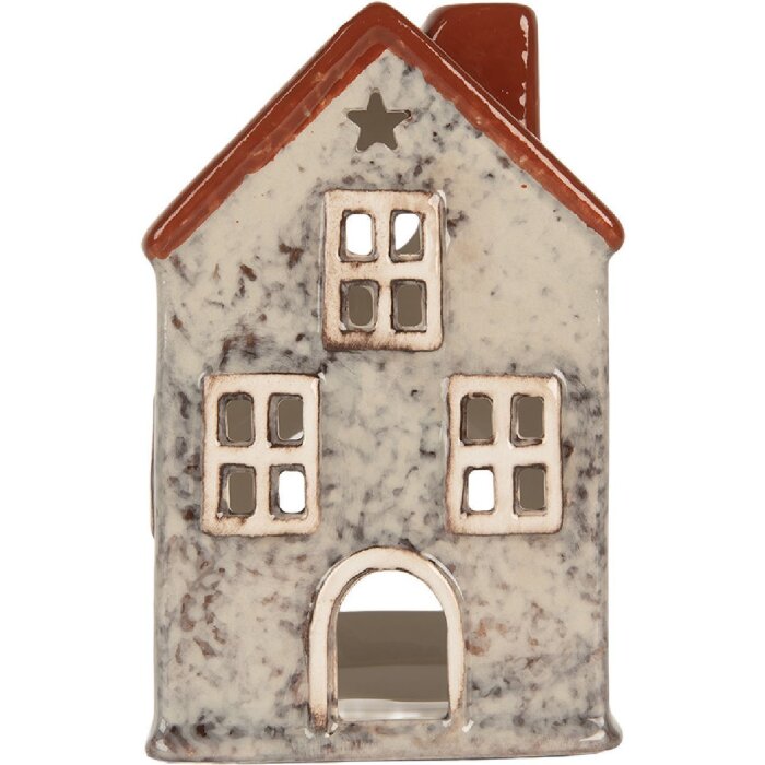 Clayre & Eef Подсвечник Дом 8x7x13 см Серый Красный