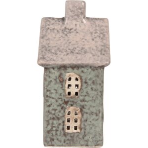 Clayre & Eef Подсвечник Дом Зеленый Розовый 8x7x14 см