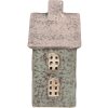 Clayre & Eef Подсвечник Дом Зеленый Розовый 8x7x14 см