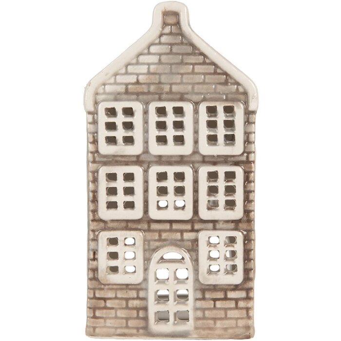 Clayre & Eef Подсвечник "Домик" 7x7x14 см серый-оранжевый