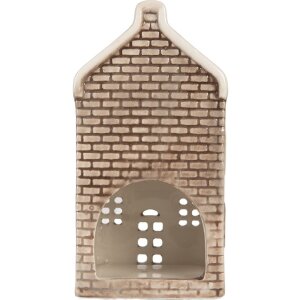 Clayre & Eef Подсвечник "Домик" 7x7x14 см серый-оранжевый