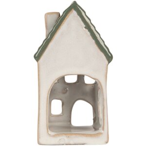 Clayre & Eef Подсвечник Дом 7x7x13 см серый-зеленый