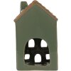 Clayre & Eef 6CE2309 Teelichthalter Haus Grün Braun 9x8x15 cm