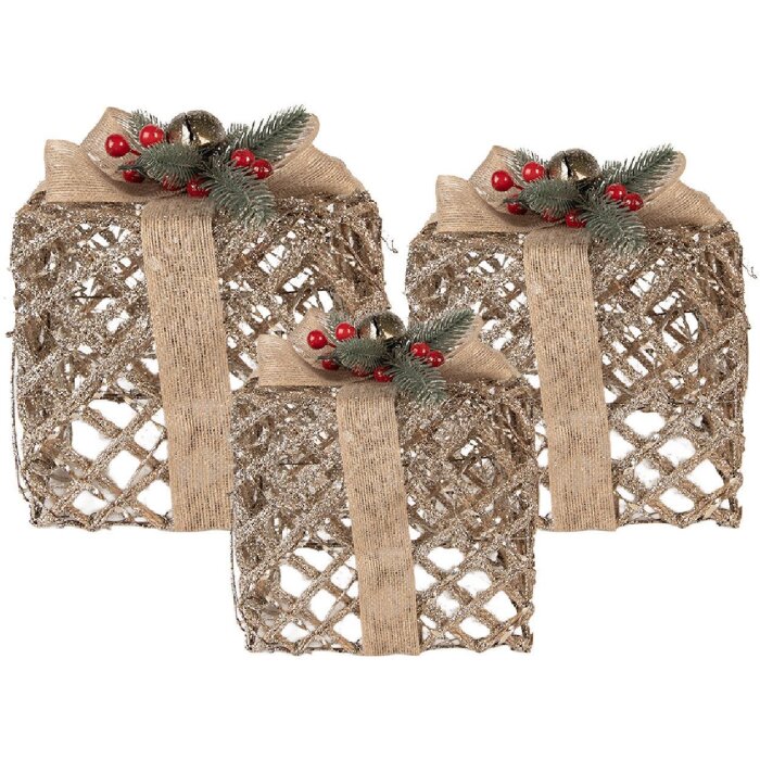 Clayre & Eef 66308 Набор декоративных подарков LED золотистого цвета