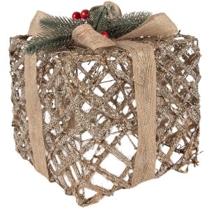 Clayre & Eef 66308 Набор декоративных подарков LED золотистого цвета