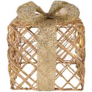 Clayre & Eef 66311 Набор из 3 золотистых подарков LED