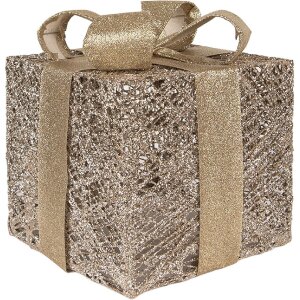 Clayre & Eef 66312 Декоративный LED Набор из 3х золотистых коробок