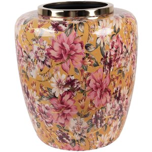 Clayre & Eef 66379 Dekovase Gelb Rosa Ø 33x36 cm