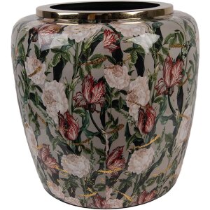 Clayre & Eef 66380 Dekoration Vase Grau Rosa 25x25 cm