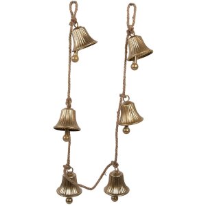 Clayre & Eef Золотистый подвес с колокольчиками 9x9x135 см