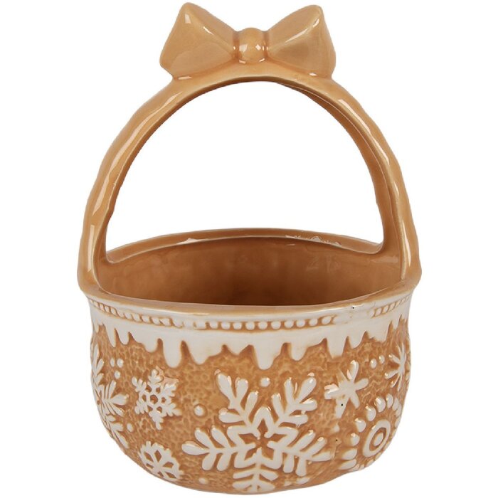 Clayre & Eef Корзина 15x21 см керамическая в стиле кантри коричнево-бежевая