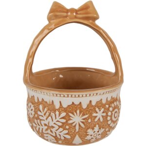 Clayre & Eef Корзина 15x21 см керамическая в стиле кантри коричнево-бежевая