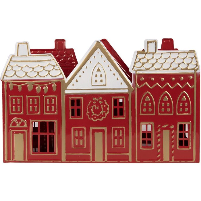 Clayre & Eef Подсвечник для чайных свечей 38x13x25 см красный/белый
