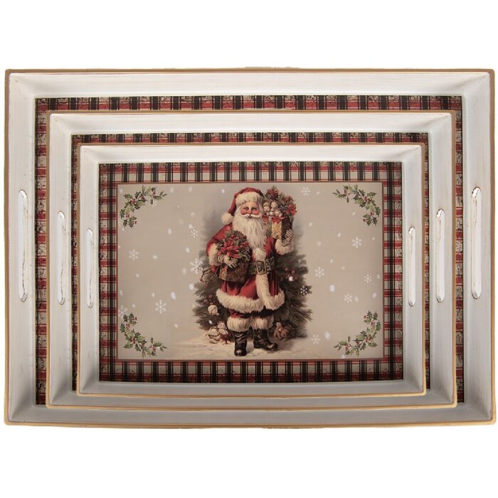 Clayre & Eef Набор подносов 3 шт. бежево-красный