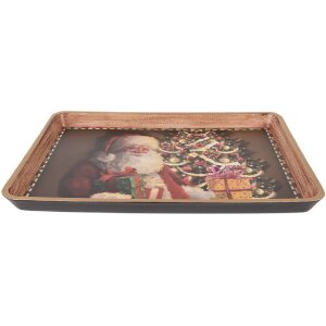 Clayre & Eef 66401 Tablett 31x22x2 cm braun-rot